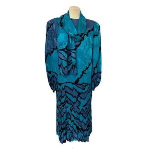 Umi Collections by Anne Crimmins Vintage Blue/Black Dress Size 10